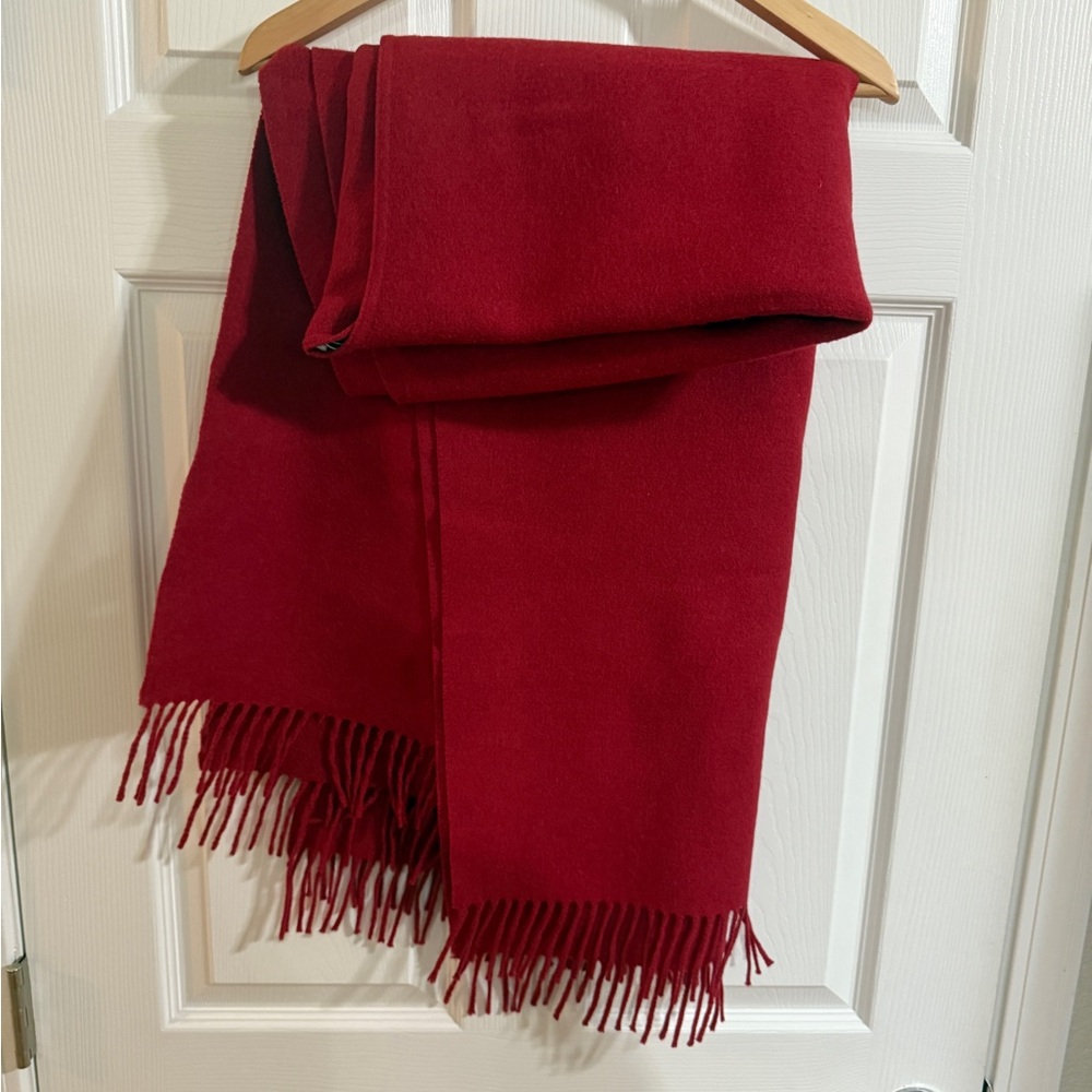 Talbots Rich Red Wool Scarf/Wrap